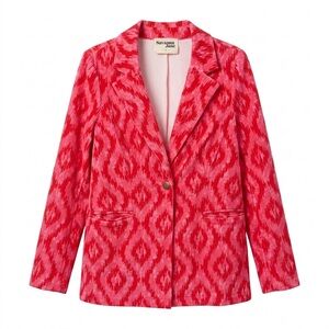 Savanna Jane $70 Pink & Red Geometric Ikat Diamond Corduroy Blazer L Southwest
